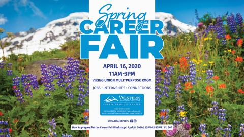 Spring Career Fair flyer on a background of flowers