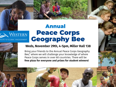 Peace Corps Geography Bee, Miller Hall, room 138, Nov 29th, 4-5pm